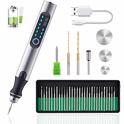 USB Rechargable Engraving Pen with 35bits,Mini Electric Engraver Etching Machines Cordless Rotary Tools Engraved Jewelry Glass Stone Metal Plastic