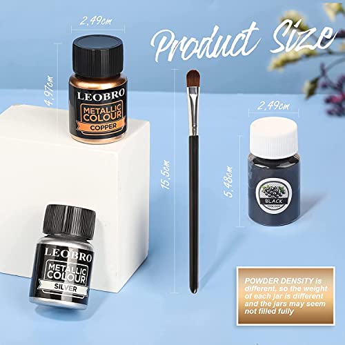 Metallic Pigment Powder, LEOBRO 6 Jars Metallic Mica Powder for Epoxy Resin, Fine Resin Pigment Powder, Resin Dye, Resin Color Pigment for Epoxy LEOBRO