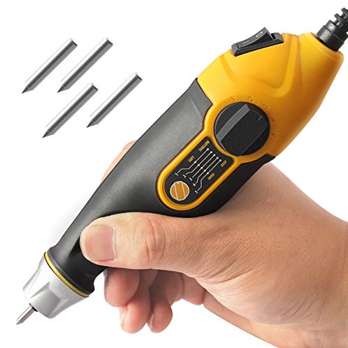 UTOOL Engraver Pen with Letter/Number Stencil, 24W Handheld Etching Tool for Wood Metal Glass Engraving with 4 Replaceable Tungsten Carbide Steel UTOOL