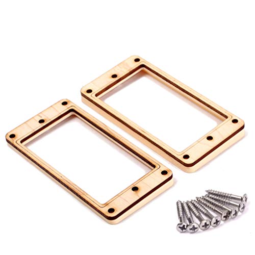 SUPVOX Pickup Frame Maple Wood Plastic Humbucker Mounting Ring with 8 Screws for Musical Instrument Guitar Bass GB305P (Golden) 2pcs SUPVOX