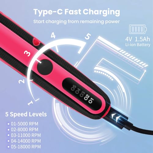 HARDELL Mini Cordless Rotary Tool, 5-Speed Rotary Tool Kit with 86 Accessories, 4V Power Rotary Tool for Cutting, Engraving, Sanding, Drilling, HARDELL