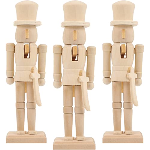 Didiseaon Xmas Blank Nutcracker Wooden Christmas Nutcrackers Unfinished Nutcracker Ornaments, Unpainted Puppet Walnut Soldier for Xmas Arts Project Didiseaon
