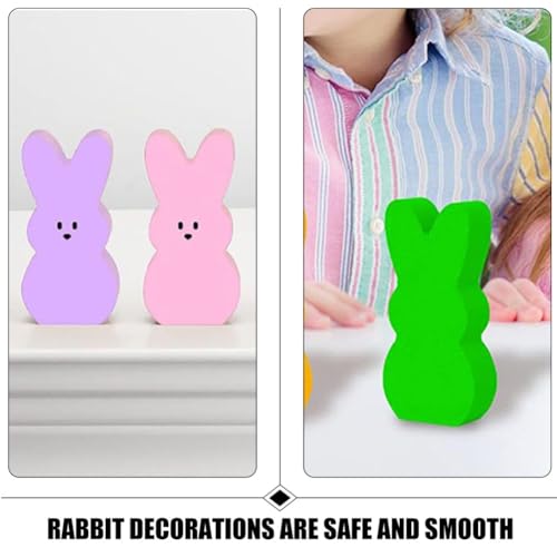 KALLORY Easter Wooden Bunny Cutouts,10pcs Unfinished Wooden Easter Rabbit Cutouts Easter Wood Bunny Slice Ornament for Easter Crafts Easter Spring KALLORY