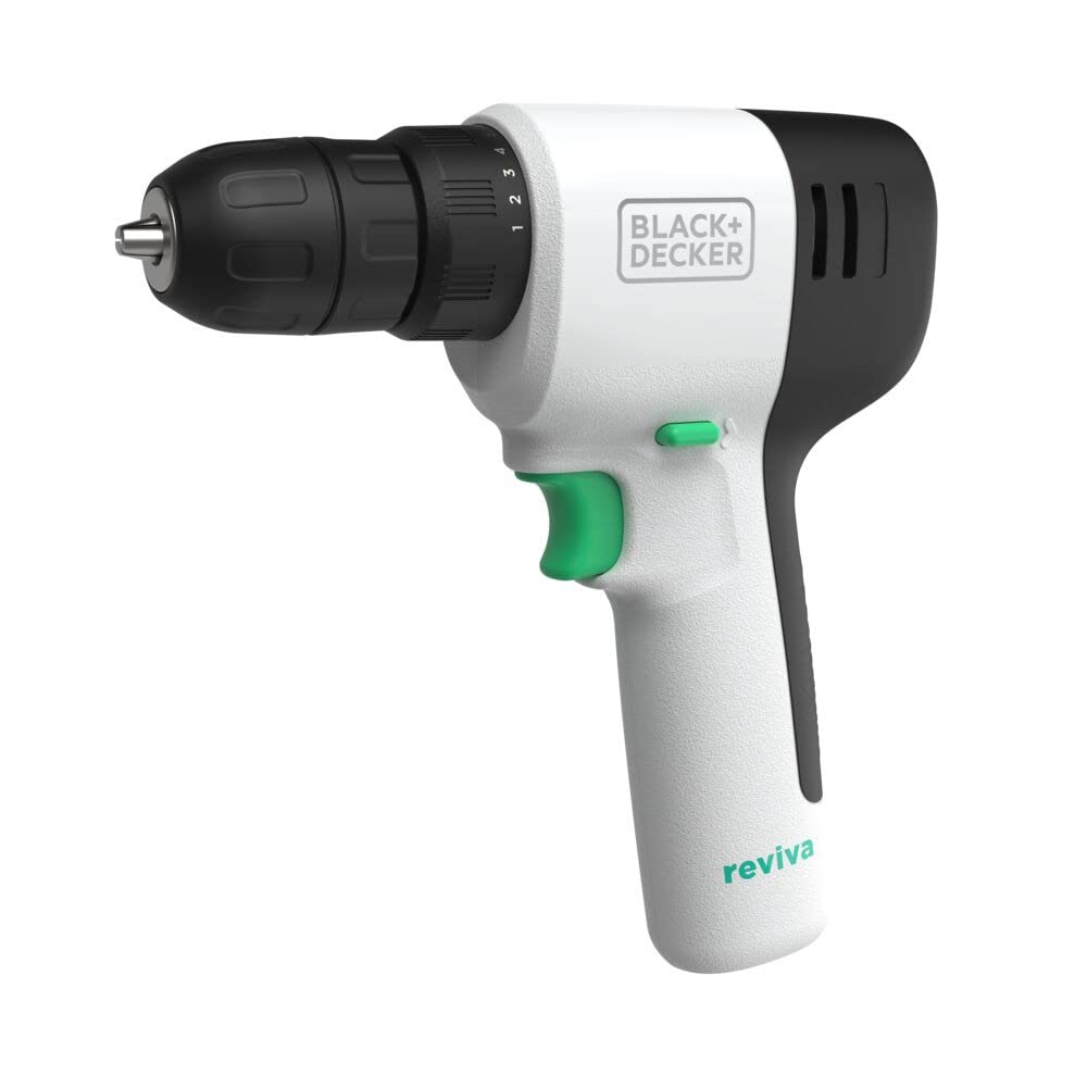 BLACK+DECKER reviva 12V Cordless Drill, 230 lb Torque, Made from Recyled Material (REVCDD12C),White BLACK+DECKER