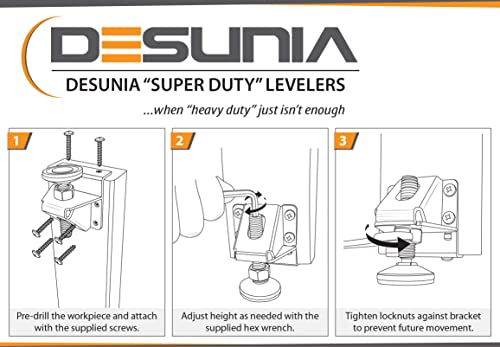 Desunia Super Heavy Duty Leveler Legs w/Lock Nuts - 4 Pack Desunia