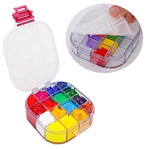 Paint Saver Storage Palette Box 16-Well Portable Airtight (Red, 0.95”x 4.6”x 3.5") DQITJ