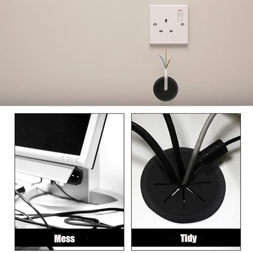 TuTuYa Desk Grommet, 6PCS Flexible 2 Inch (50mm) Desk Cable Grommet Desk Cable Hole Covers with Hole Saw, Ideal Solution for Office and Home Table TuTuYa
