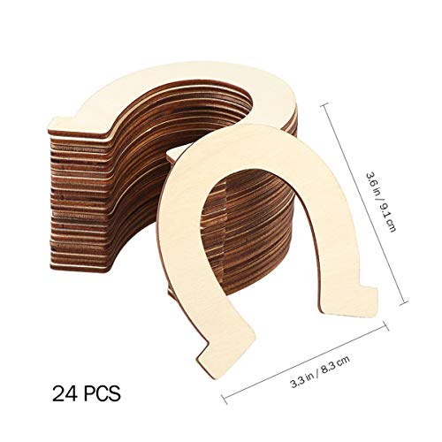 Healifty 24pcs Wood Discs Slices Horseshoe Shape Unfinished Wooden Cutouts Craft DIY Decoration Healifty