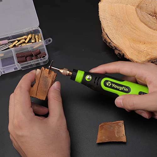 Yougfin Mini Cordless Rotary Tool, 3-Speed and USB Charging Rotary Tool Kit with 44 Accessories, Multi-Purpose 3.6V Power Rotary Tool for Sanding, Yougfin