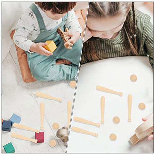Toyvian Unfinished Mini Wooden Baseball Bats and Balls Unpainted Wood Baseball Bats for Scrapbooking and DIY Craft Projects Toyvian