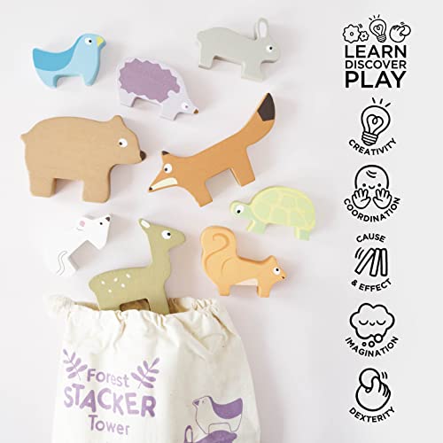 Le Toy Van - Wooden Petilou Forest Stacker Puzzle & Bag Educational Balancing Activities Toy | Great Gift for Kids and Toddlers | Suitable for Age Le Toy Van
