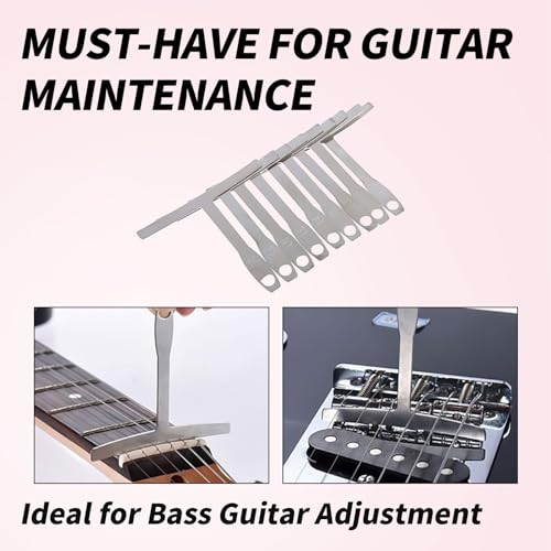 9 Pcs Guitar Radius Gauge Set String Gauges and Fretboard Luthier Tools for Guitar Repair Bass Music Tool Kit with Understring Radius Gauge BRBASAP