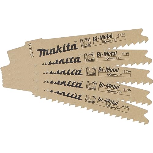 Makita B-20432 4" 6TPI Nail Embedded Wood Cutting Recipro Saw Blade, 5/pk Makita