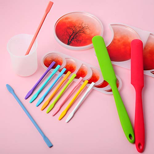 12 Pieces Silicone Stir Sticks Kit, Epoxy Resin Stirring Rod for Mixing Resin, Paint, Liquid, DIY Craft Tools for Making Flash Cups (Mix Color) Patelai