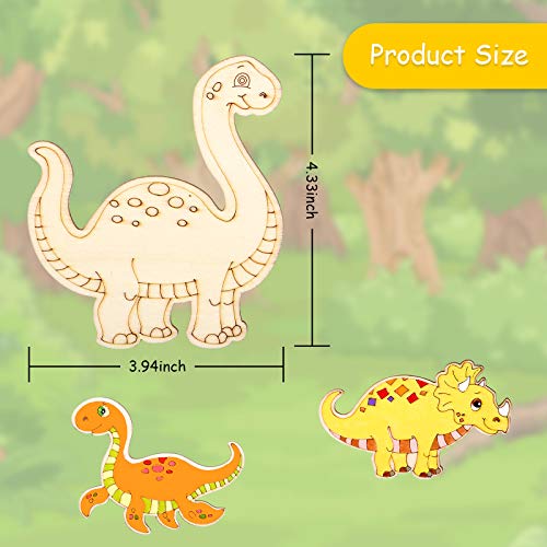 Dinosaur Unfinished Wood Cutouts Dinosaur Wooden Paint Crafts for Kids Home Decoration Ornament Christmas DIY Craft Art Project, 8 Styles (64 Pieces) Jetec