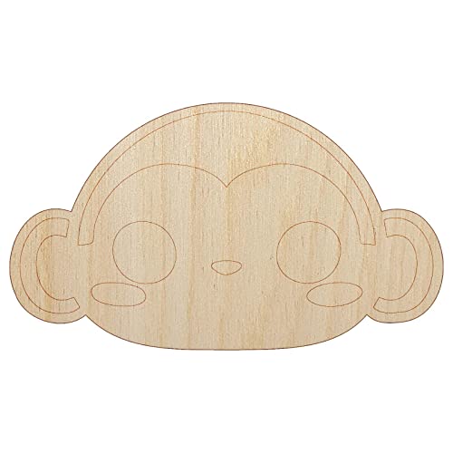 Charming Kawaii Chibi Monkey Face Blushing Cheeks Unfinished Wood Shape Piece Cutout for DIY Craft Projects - 1/8 Inch Thick - 4.70 Inch Size Sniggle Sloth