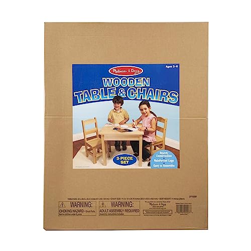 Melissa & Doug Solid Wood Table and 2 Chairs Set - Light Finish Furniture for Playroom,Blonde Melissa & Doug