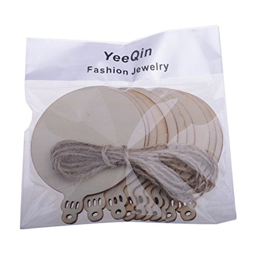 Christmas Wooden Crafts Hanging Ornaments Christmas Tree Decoration Unfinished Wood Cutouts for DIY Blank Slices to Paint (10PCs Round Style) YEEQIN