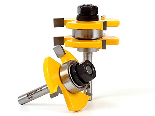 YONICO Tongue and Groove Router Bits Set Up to 3/4-Inch Stock 1/2" Cutting Depth 2 Bit Set 1/4-Inch Shank for Edge-to-Edge Hardwood Flooring, Yonico