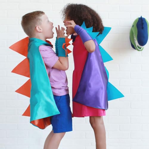 QIAONIUNIU Dinosaur Dragon Cape and Gauntlets Halloween Costume Boy Girl Toddler Dress Up Clothes 2-6 Years Old Color Light Blue QIAONIUNIU