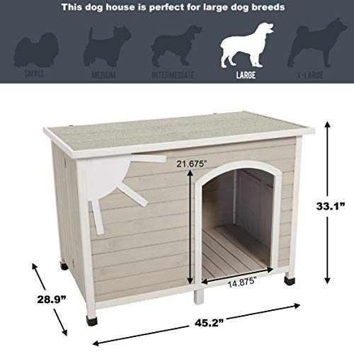 Midwest Homes for Pets Eilio Folding Outdoor Wood Dog House, No Tools Required for Assembly | Dog House Ideal for Large Dog Breeds, Beige (12EWDH-L) MidWest Homes for Pets