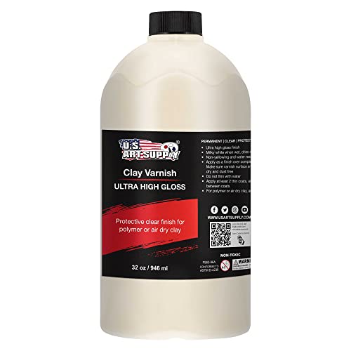 U.S. Art Supply Professional High Gloss Pouring Paint Art Topcoat & Clay Varnish, 32 oz. (Quart) - Clear Permanent Protective Finish for Pouring U.S. Art Supply