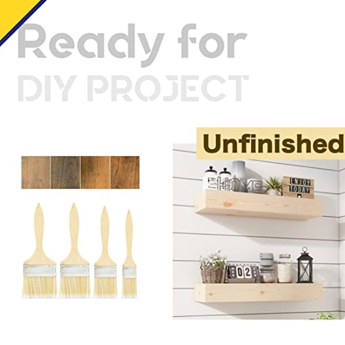 ROOREVO Wall Floating Shelves, Rustic Wood Shelf for Wall Mounted - Wooden Handmade Shelves for Bathroom Kitchen Livingroom - No Stain - ROOREVO