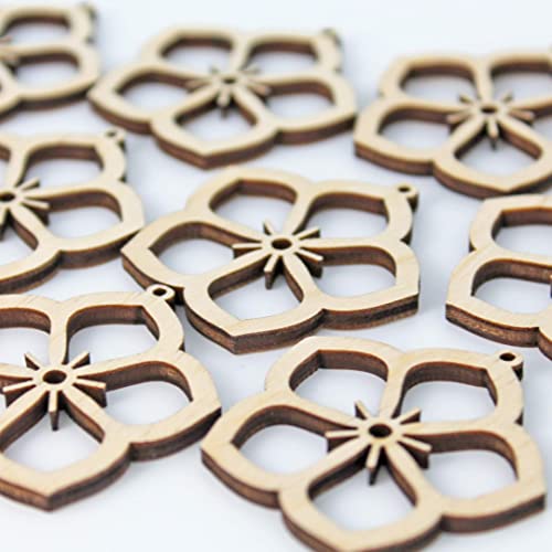 ALL SIZES BULK (12pc to 100pc) Unfinished Wood Wooden Laser Cutout Tropical Flower Dangle Earring Jewelry Blanks Shape Crafts Made in Texas Texan Wood Crafts