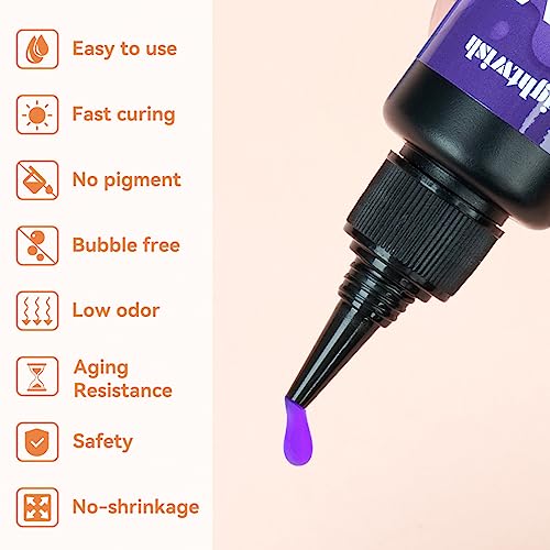 Colored UV Resin,8 Colors UV Resin Kit,Quick Ultraviolet Curing Epoxy Resin for Craft,Jewelry Making,DIY Making, (50g Each) LIGHTWISH