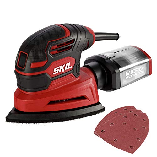 SKIL Corded Detail Sander, Includes 3pcs Sanding Paper and Dust Box - SR250801 Skil
