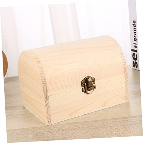 VILLCASE 3Pcs arched wooden box small wood crate jewelry organizer sundries organizer unfinished wooden case treasure case wood decor mini decor VILLCASE