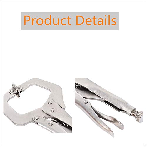 11" Locking C-Clamp 5Pack Locking Pliers Adjustable Welding Clamps w/Regular Tip and Swivel Pad for Shop Home Farm and Automotive findmall