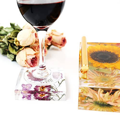 Resin Tray Molds Silicone, 13.5" Large Deep Rectangle Molds for Resin with 4pcs Coasters Mold, Epoxy Resin Casting Molds for DIY Flowers Preservation XXKJSZJQ