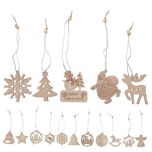Artibetter 1 Set Christmas Decoration Pendant Unfinished Christmas Shapes Wooden Christmas Cutout Nativity Decor House Decorations for Home DIY Craft ARTIBETTER
