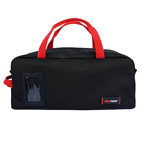 MELOTOUGH 16 Inch Tool Bag Canvas Tool Tote Bags with Zipper Heavy Duty Portable Tool Bag Organizer for Electrician,Plumbing,Technician,HVAC (Black) MELOTOUGH