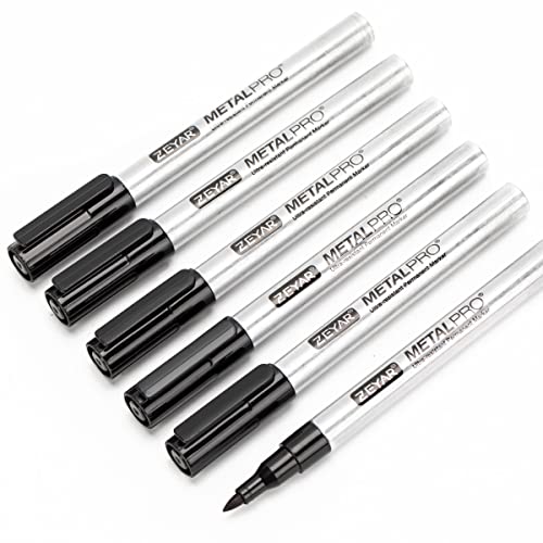 ZEYAR Permanent Marker Pens, Extra Fine Tip(1mm), Waterproof & Smear Proof ink, Aluminum Barrel, Quick Drying- Great on Plastic,Wood,Stone,Metal and ZEYAR