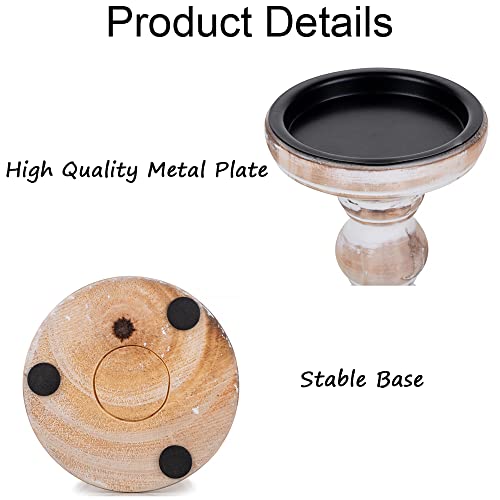 Wood Candle Holders for Pillar Candles - Tall Rustic Candle Holder (Set of 3), Large Farmhouse Candle Holders Candle Stand, Pillar Candle Holder Set Inweder