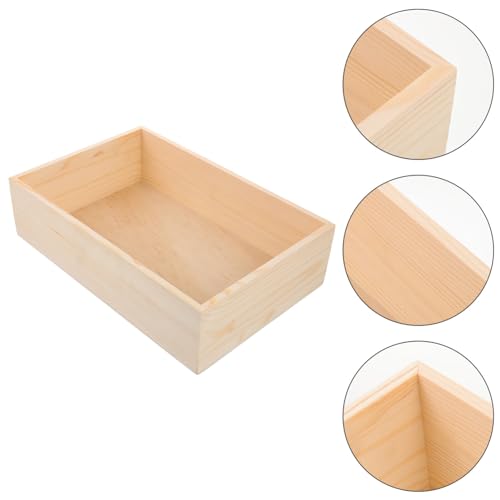 ABOOFAN Wooden Jewelry Tray, Jewelry Drawer Organizer 11x7inch Pine Wood Display Dish Unfinished Wood Trinkets Plate Small Rectangle Earring Holder ABOOFAN