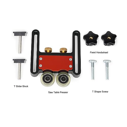 Double Wheel Stock Roller, Adjustable Thin Table Saw Jig Universal Featherboards Table Saw Feeding Guide Roller for Table Saw Feeding Guide, Aluminum Pyhodi