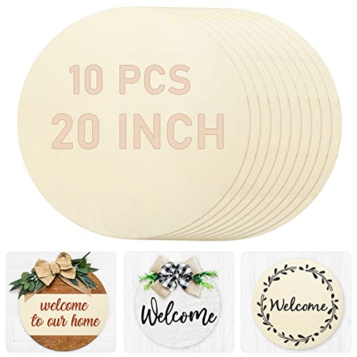 Whaline 20 Inch Wood Circles for Crafts, 10Pcs Valentine's Day Unfinished Round Wooden Discs Farmhouse Rustic Wood Sign Door Hanger 3mm Thick Natural Whaline