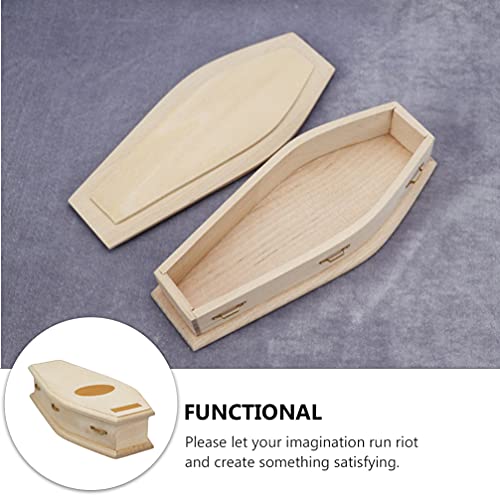 Healifty Miniature Coffin Unfinished Wooden Dollhouse Coffin DIY Home Decor Coffin for Dollhouse Halloween (As Shown) Healifty