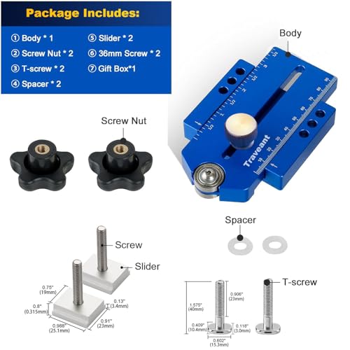 TRAVEANT Thin Rip Jig, Table Saw Jig Guide for Repeat Narrow Strip Cuts Works with Table Saw Router Table Band Saw - Extended Version (Klein Blue) Traveant