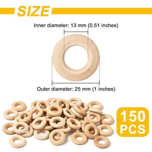 Ira Pollitt 150 Pcs 25 mm/1 inch Wooden Craft Ring Natural Unfinished Mini Wooden Rings Circle Wood Pendant Connectors for DIY Projects Jewelry and Ira Pollitt