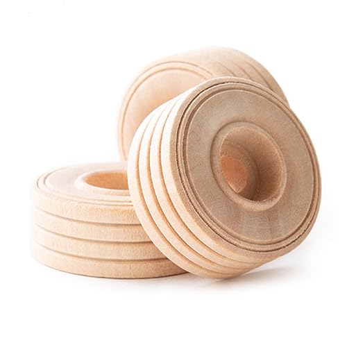 Pinehurst Crafts Mini Treaded Wooden Toy Wheels, 1-1/4 Inch Diameter x 1/2-Inch Thick (1/4-Inch Hole), Pack of 10 Pinehurst Crafts