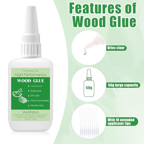 50g Wood Glue Clear- Heavy Duty Wood Glue for Furniture Woodworking, Strong Adhesive Waterproof Super Glue Gel for Wood Crafts LifeisLuck
