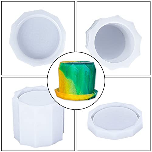 FineInno Origami Dice Cup Resin Mold Geometric Box Silicone Molds with Lid Bell Jar Epoxy Casting Mold for Party Game Display Dome Cover Home Decor FineInno