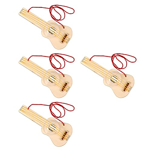 Toyvian 4 Sets Wooden Ukulele Stringed Music Instrument Unfinished Wood Guitar Build Your Ukulele DIY Ukulele Kit Brain Toy Kids Toys Handmade Guitar Toyvian