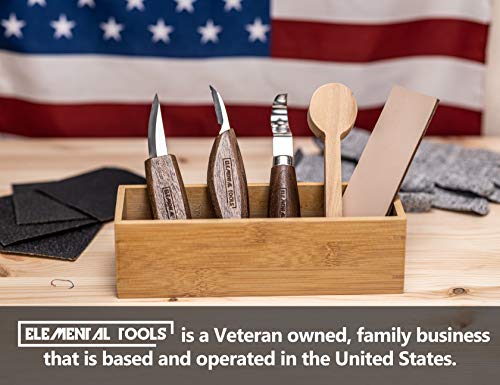 Elemental Tools 9pc Wood Carving Tools Set - Hook Carving Knife, Whittling Knife, Detail Wood Carving Knife For Spoon, Bowl, Kuksa Cup Or General Elemental Tools
