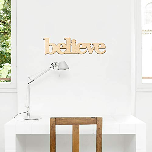 Believe Wood Sign Home Decor Gallery Wall Art Unfinished GIA 18" x 5" Woodums