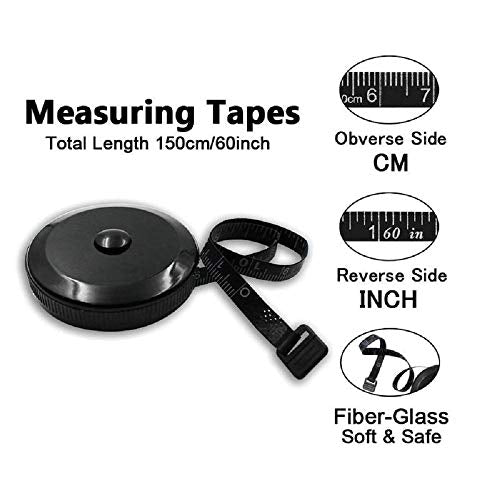 GDMINLO Soft Tape Measuring for Body Fabric Sewing Tailor Cloth Knitting Craft Weight Loss Measurements Retractable Black Dual Sided Tape Measure 1 GDMINLO